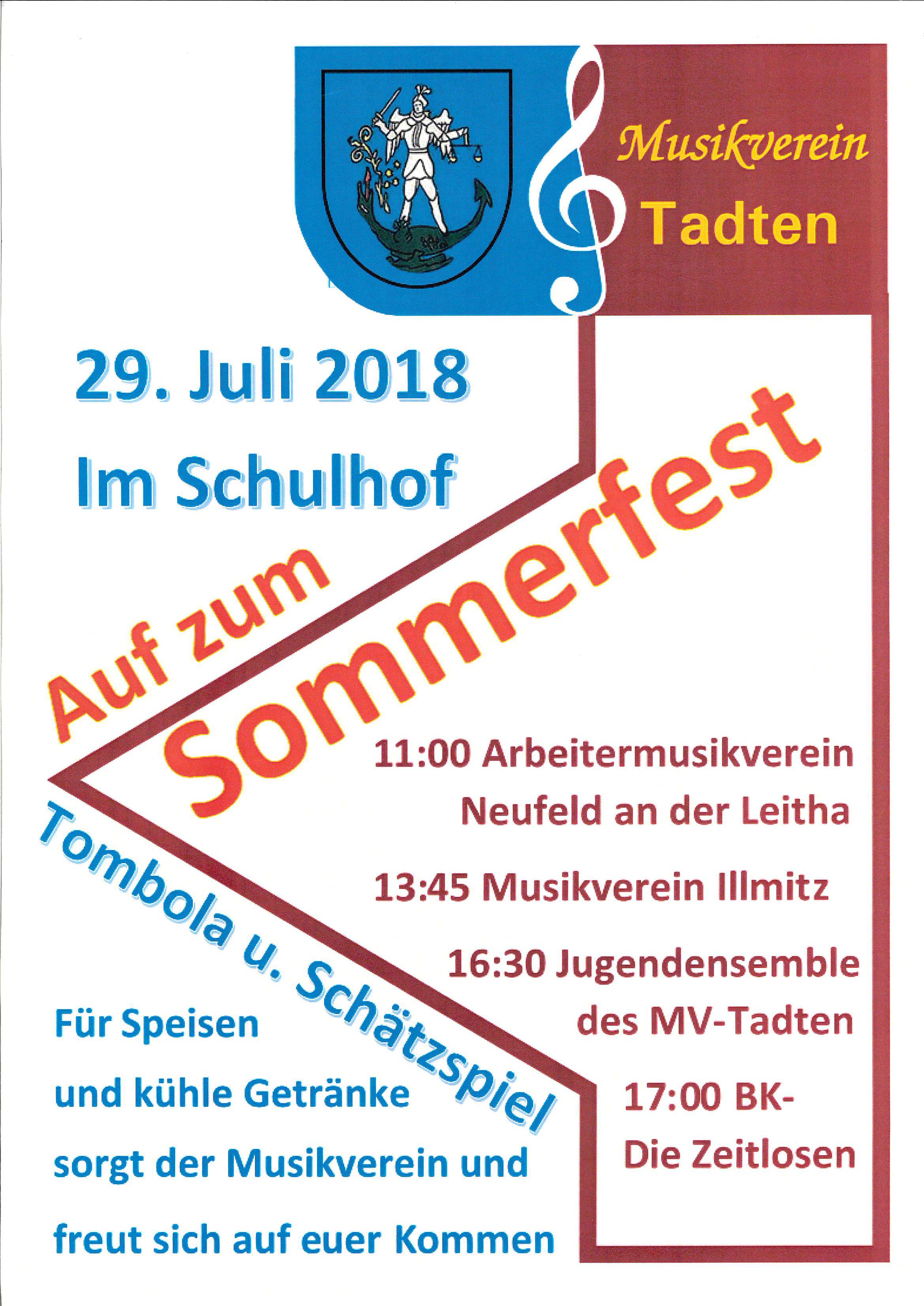 Plakat für Sommerfest MV Tadten